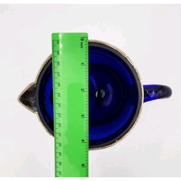 Cobalt Blue Pitcher with Silver Toned Filigree - Picture 15 of 15